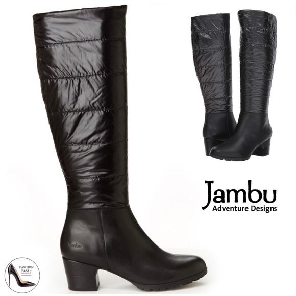 Jambu MAYFAIR Woman’s Black Water Resistant Leather Quilted Knee High Boots 6.5 - Picture 1 of 12